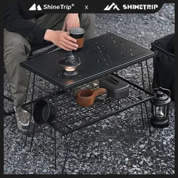 ShineTrip Outdoor Camping Blackened Chess Cloth Iron Mesh Table Iron Fireplace Free Combination BBQ Table Przenośny składany stół