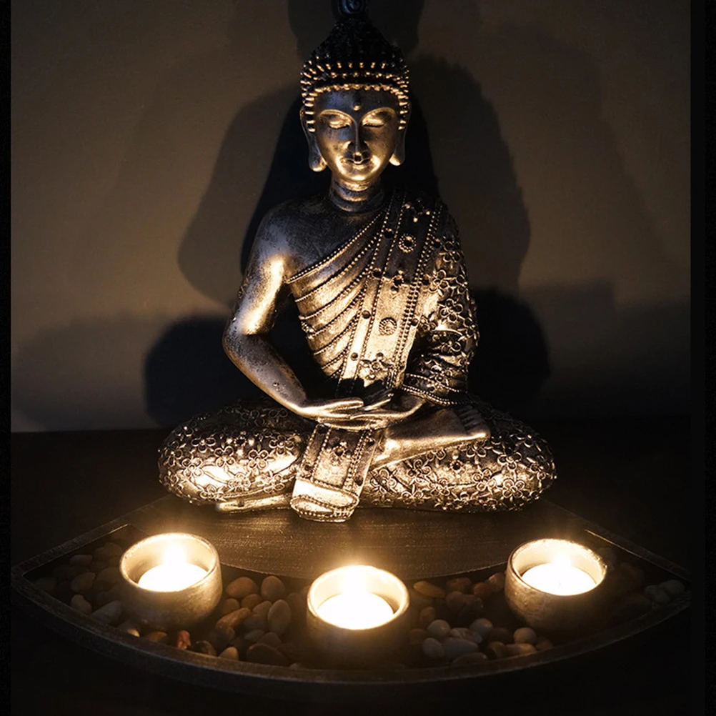 

Buddha Candlestick Holder Desktop Adornment Premium Ornament For Home Decor Living Room Wedding Gift Metal Decorative