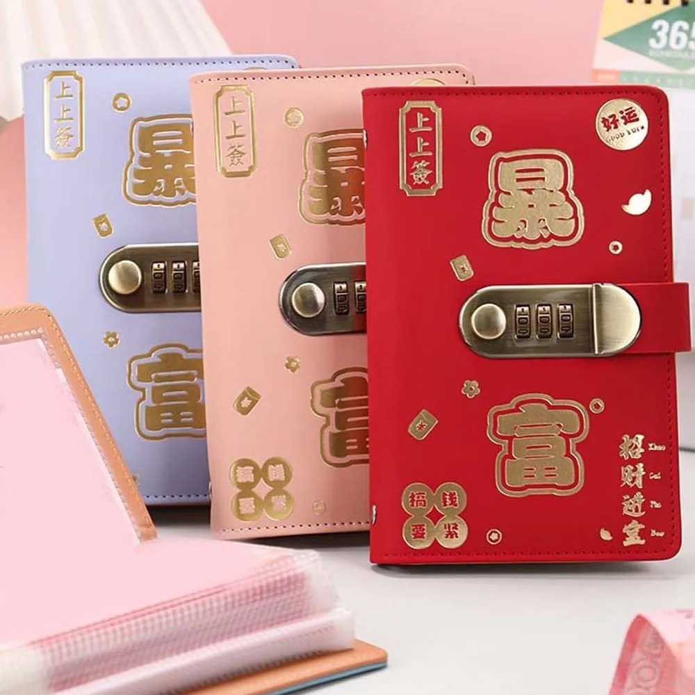 With Password Lock Saving Money Binder Handbook Wallet Storage Planner Organizer A6 Cash Envelopes Budget Binder with Lock