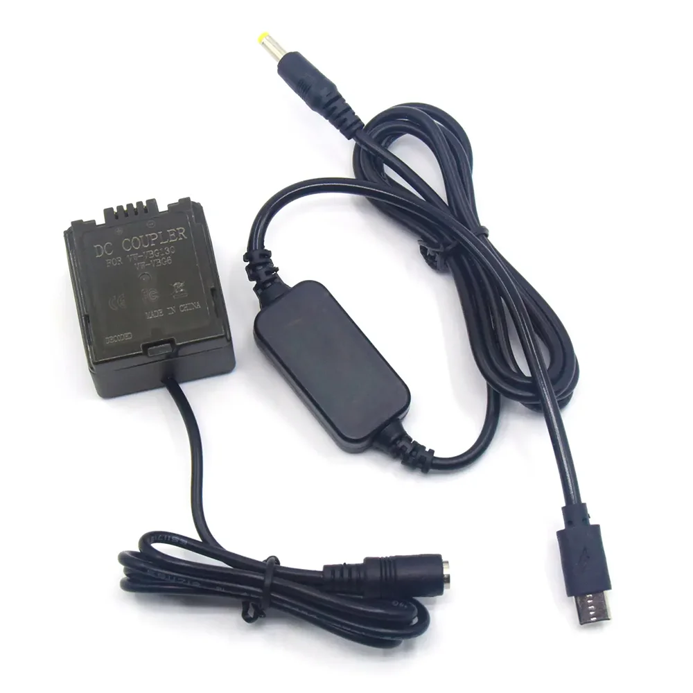USB Type C Power Adapter Cable + VW-VBG130 VBG6 Dummy Battery for Panasonic HMC153MC SD600 TM300 SDR-H20 HDC-SX5 PV-GS80 VDR-D50