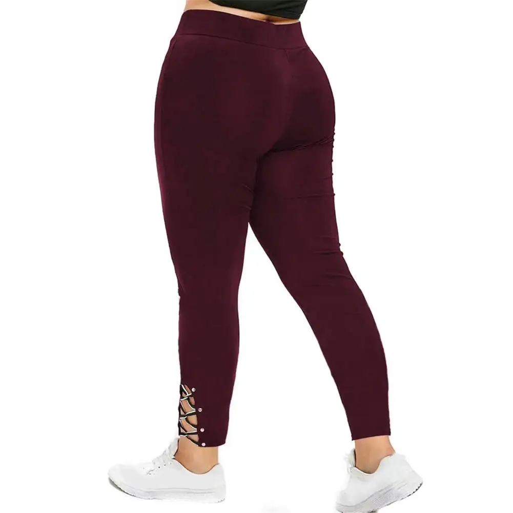 

Autumn Women Sport Pants High Waist Hollow Out Criss-Cross Cuffs Hip Lifting Running Trousers