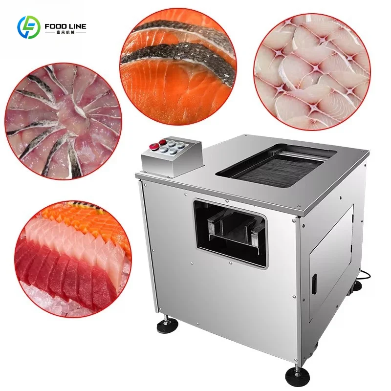 Customized Restaurant Use Small Oblique Fish Cutter Electric Salmon Slicer Combine Fillet Cutting And Fish Cleaning Function