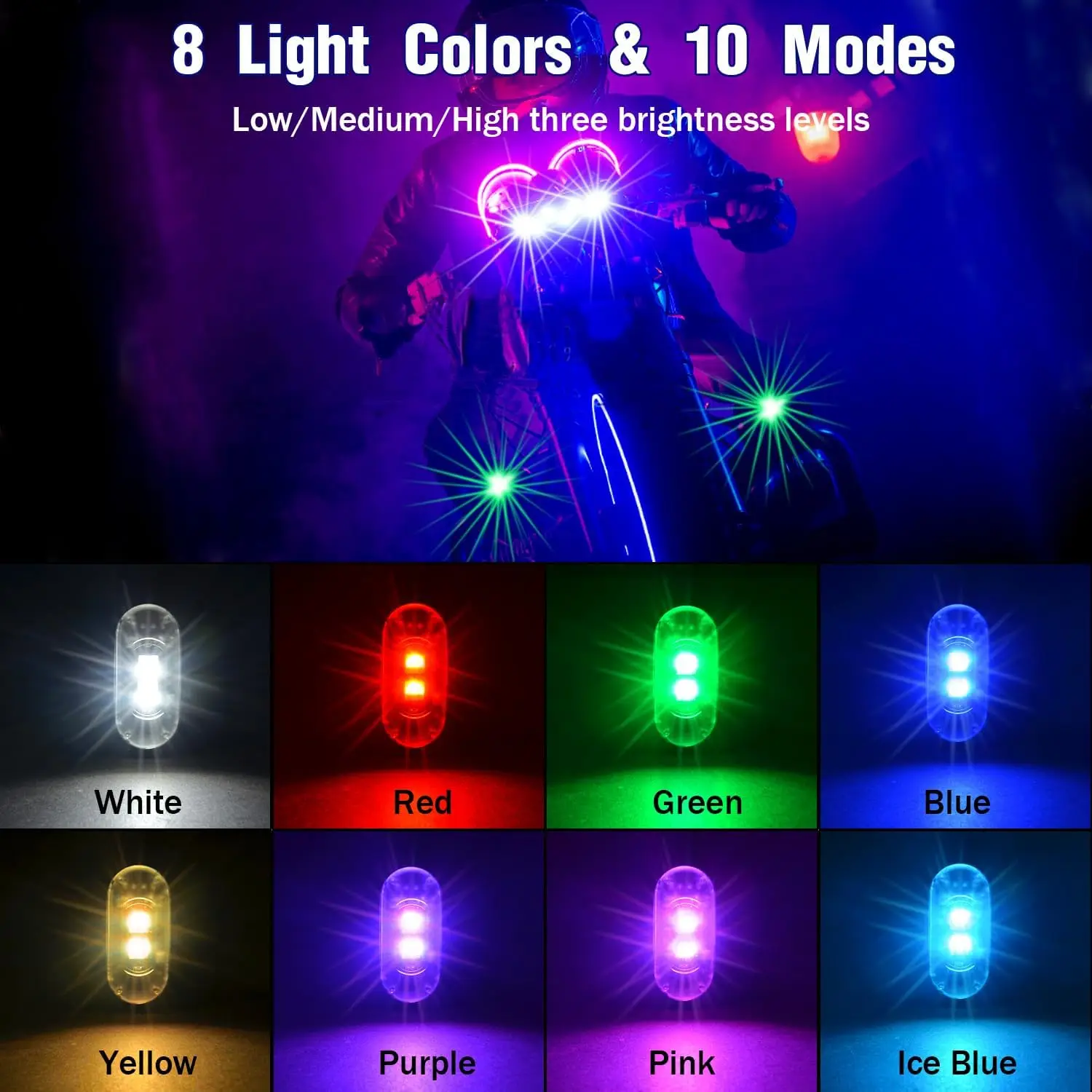 

Беспроводные светодиодные стробоскопы (6 шт.) с защитой от столкновений, перезаряжаемые, аварийные сигнальные огни с пультом ДУ, 8 вариантов цветов