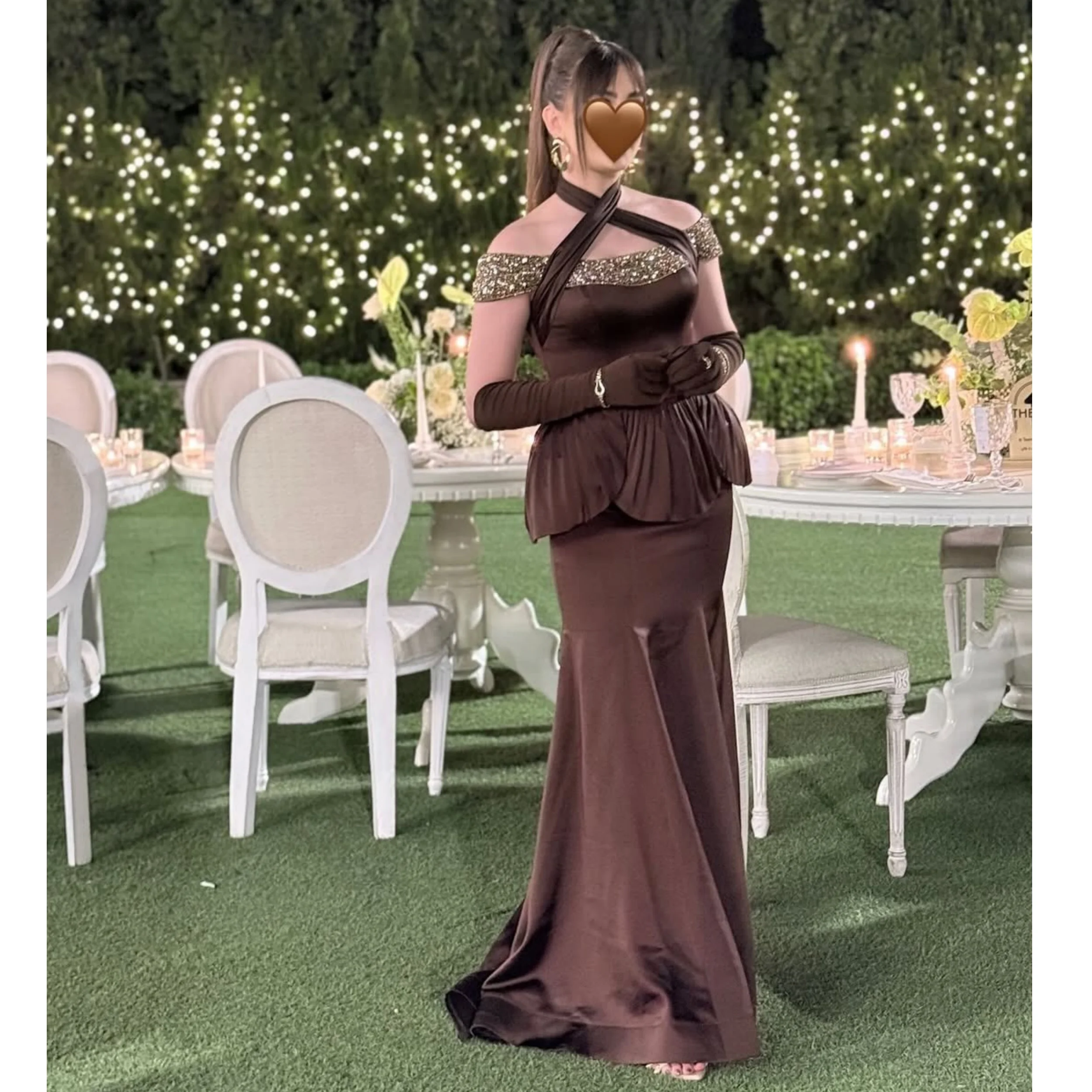 فساتين سهرة مثيرة بحورية البحر رسن فساتين حفلات مطرزة لملابس الحفلات مخصصة من الساتان العربي رداء السهرة سويب تراين #1