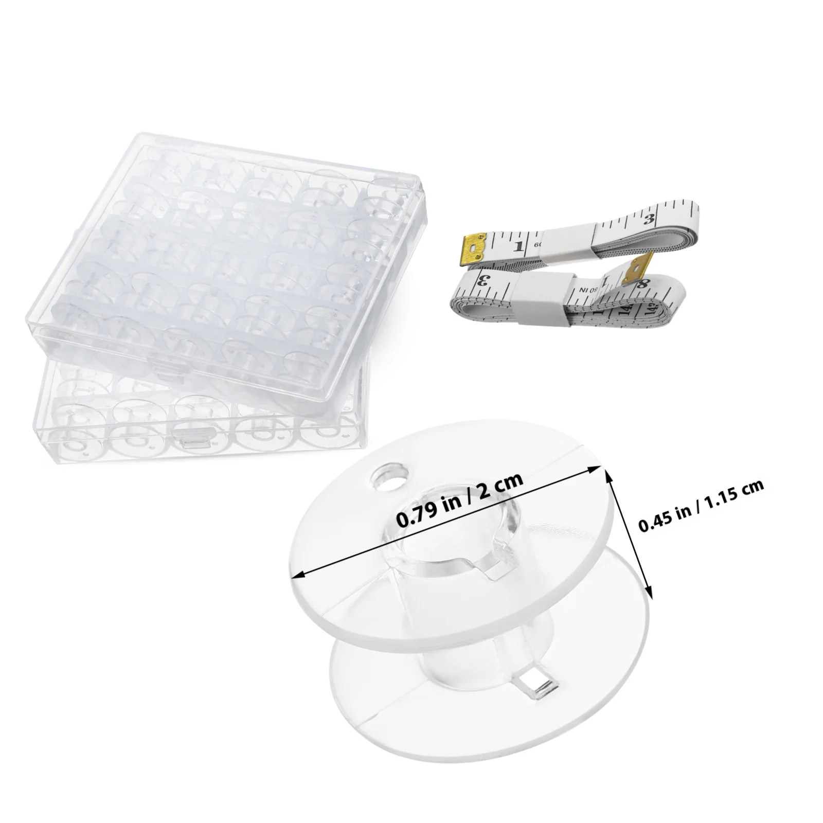 1 Juego de bobinas de plástico transparente de primera calidad para caja de almacenamiento de máquinas de coser incluida bobinas de hilo resistentes al desgaste de rotación suave