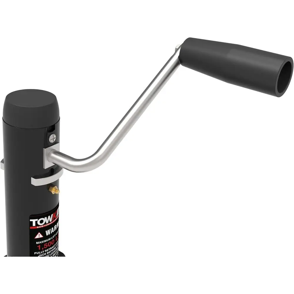 مقبس مقطورة بعجلة بقضبان مطورة، حركة عمودية مقاس 10 بوصات، 1500 رطلاً، للمركبات الترفيهية والقوارب والمقطورة والمزيد، أسود