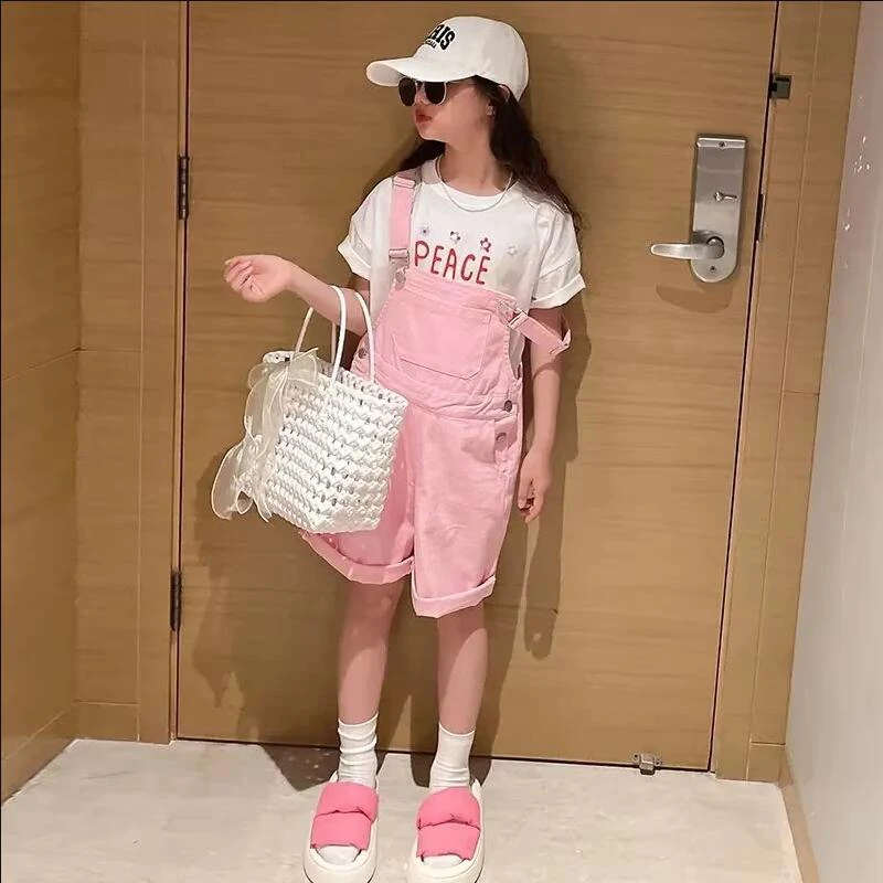 Girls' Summer Casual Loose Overalls Korean Version Children's Fashionable Versatile Overalls Middle Large Children's Overalls