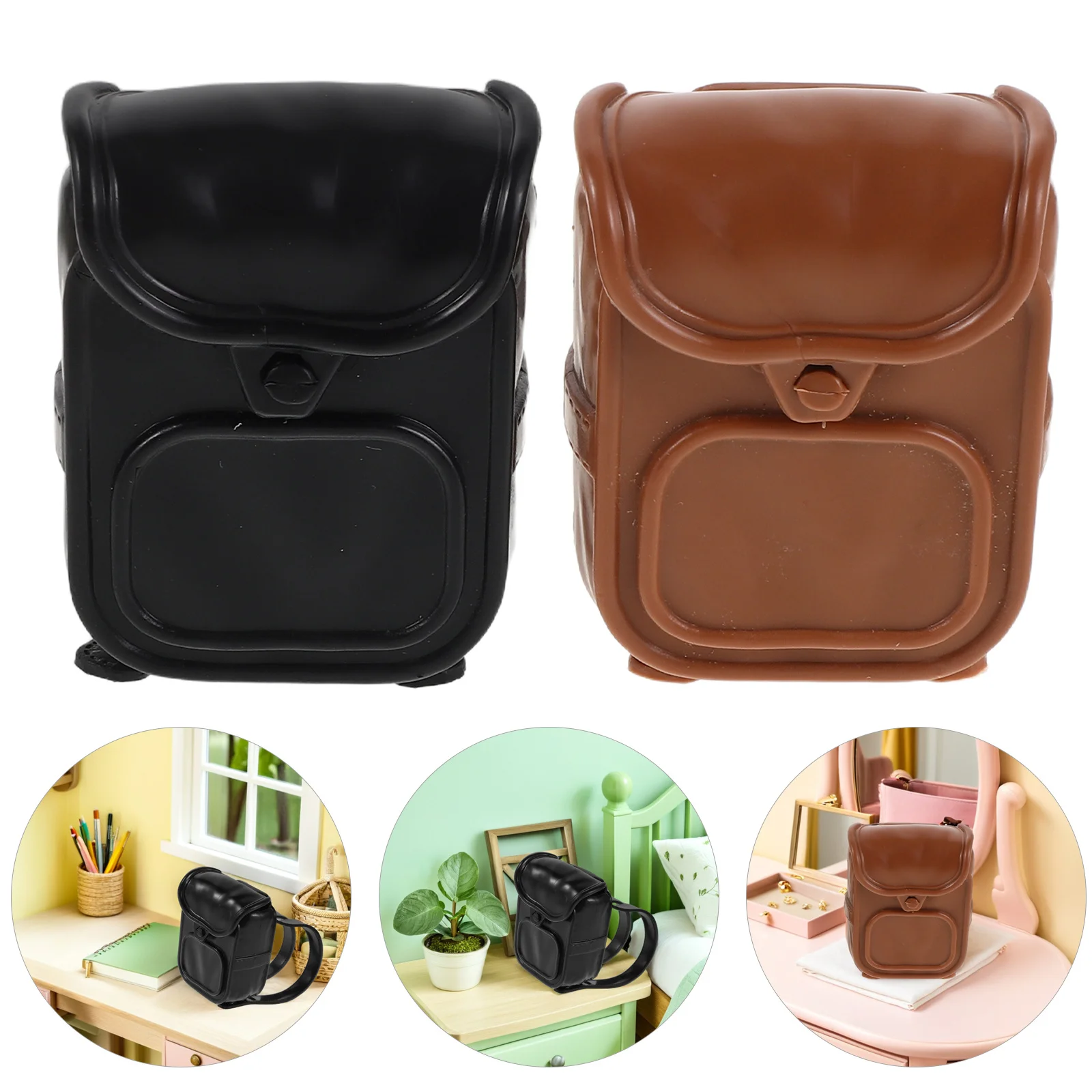 

2pcs Mini Backpack Set Bag For Dollhouse Pretend Play Accessories Miniature Dress Up Supplies For Cotton Mini
