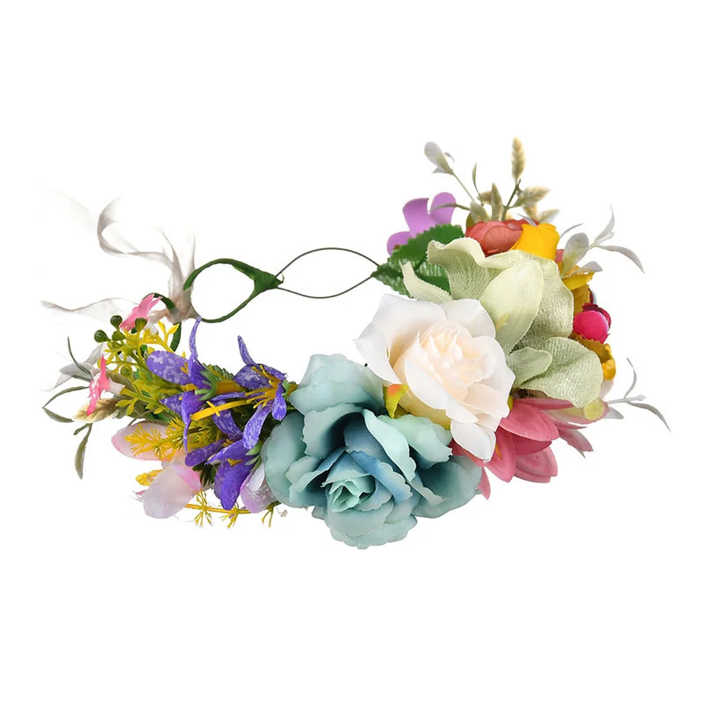 

Floral Crown Hair Crown Flower Headwear Bride Girl Head Hair Accessories Lightweight Flower Hairb Fits Most