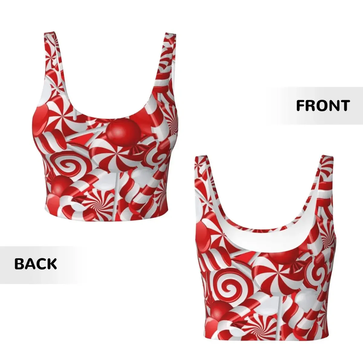 Custom Peppermint Candy Women Sports Vest Bras Gym Workout High Impact Yoga Crop Tank Top