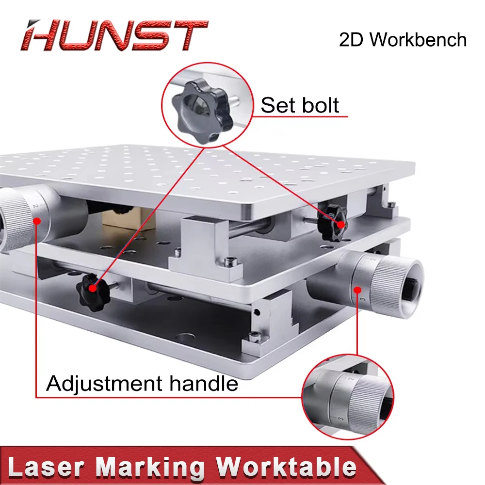 HUNST XY Table 2 Axis Aluminum Workbench Mobile Portable Cabinet Table for Laser Marking and Engraving Machine 210X150mm