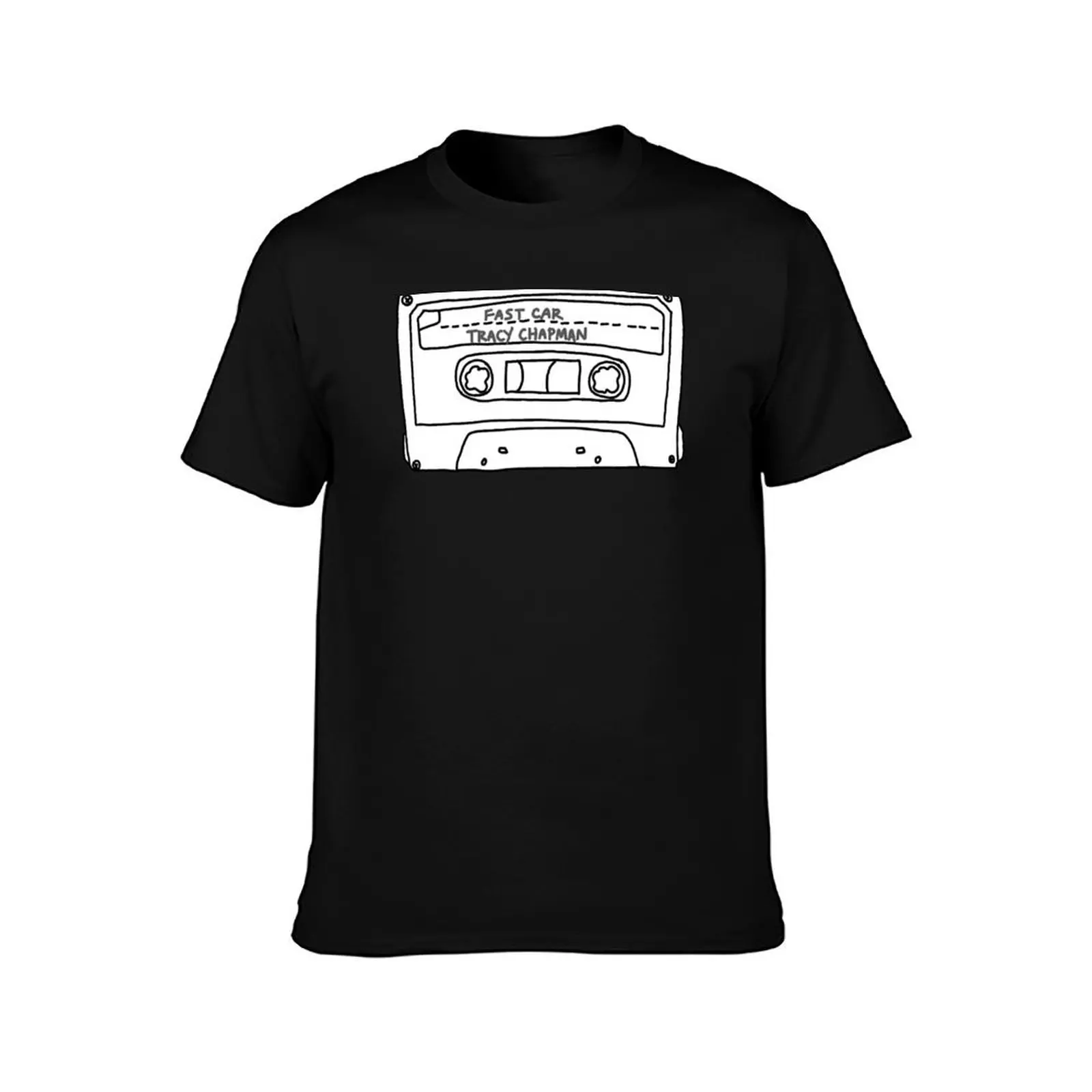 LARGER FAST CAR - TRACY - CASSETTE TAPE (BLACK) T-Shirt Summer Casual Cotton Tee Oversized Streetwear Tops Unisex Men Women