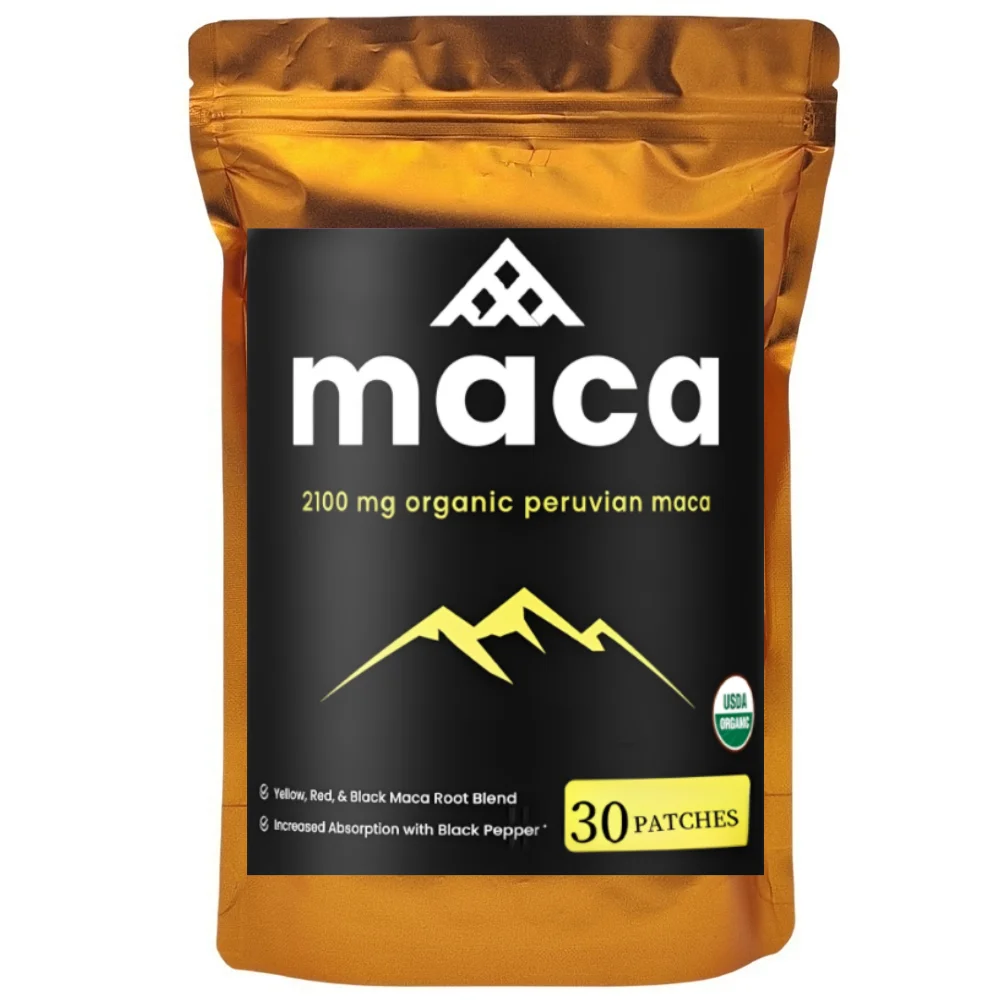 30 Patches Organic Maca Root Transdermal Patches with Black + Red + Yellow Peruvian Maca Root Extract for Men and Women