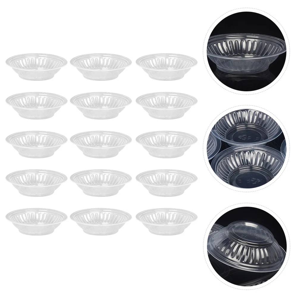 

30Pcs Disposable Seasoning Dish Plastic Round Corner Appetizer Plate Sauce Tray for Picnic Camping Food Dipping