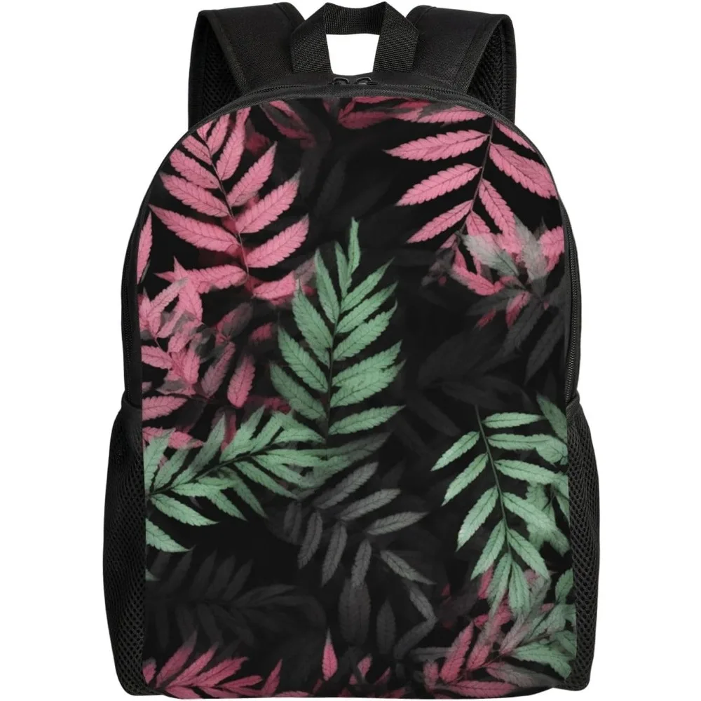

Backpack Travel Laptop Backpack For Men Women Lightweight Rucksack Black Green Leaves Casual Daypack