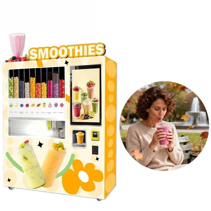 Fully Automatic Coin Credit Card Operated Smoothie Vending Machine Customized For Restaurant Business
