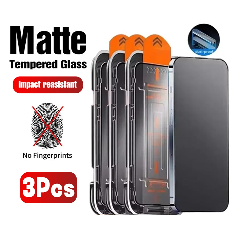 3 szt. Oleofobowa powłoka, bezpyłowa, łatwa instalacja, matowa folia ochronna na ekran do iPhone 16 14 13 12 11 15 17 Pro Max Air mini, szkło