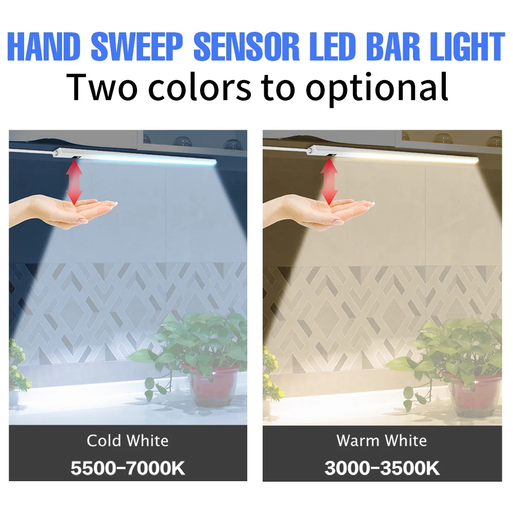 5V USB Hand Sweep Switch LED Under Cabinet Light Kitchen Bedroom Wardrobe Closet Night Lights 20/30/40/50cm LED Wall Lamp Cocina