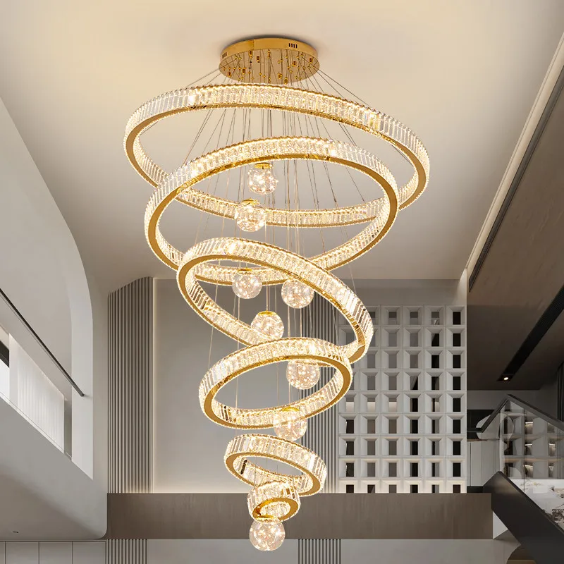 Modern Home Decoration Crystal Chandelier, Stair Pendant Lamp, Living Room Pendant Lights, Interior Lighting