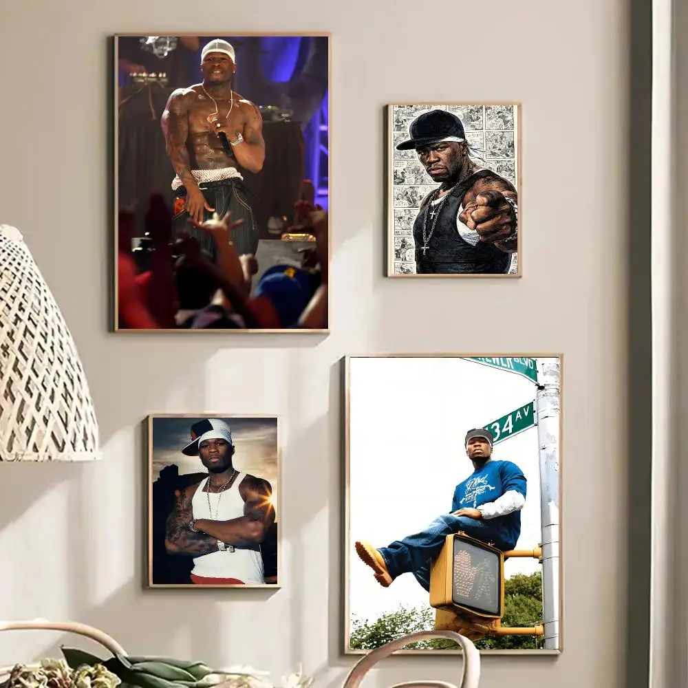 50 Cent Singer Hip Hop Poster Self-adhesive Advanced Aesthetic Printing Paper Wall Art for Living Room Home Decor