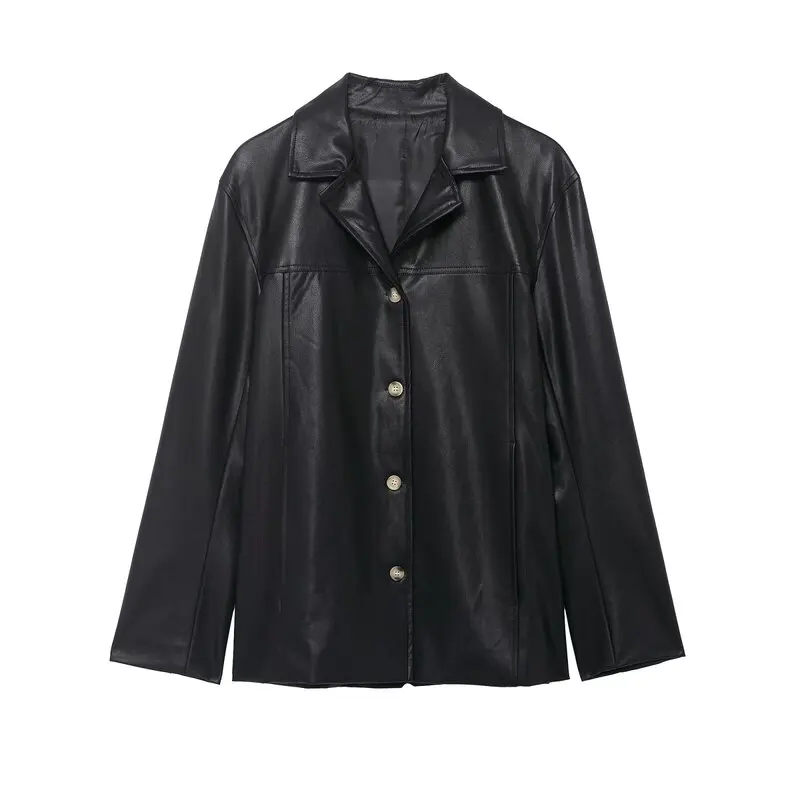 Autumn 2025 Women's Loose Long Sve Coated Jaet Versatile Design Commute Sle Button Closure Other Material Ladies Coat