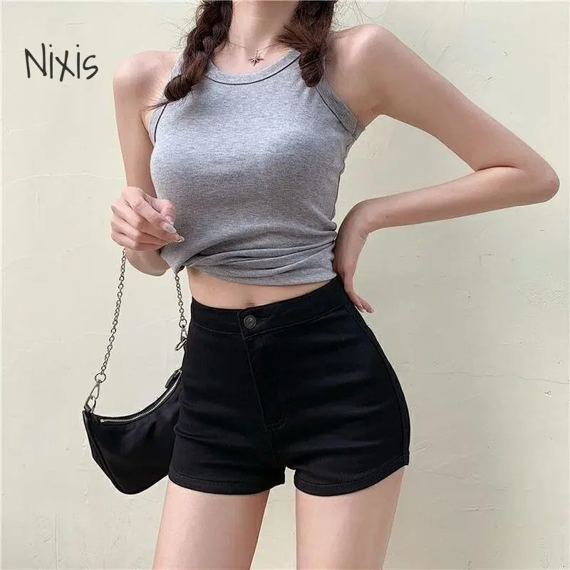 Elastic Denim Shorts Women Korean Fashion High Waist Slim Brown Mini Shorts Summer Vintage Babes Sexy Bottoms Female Clothes