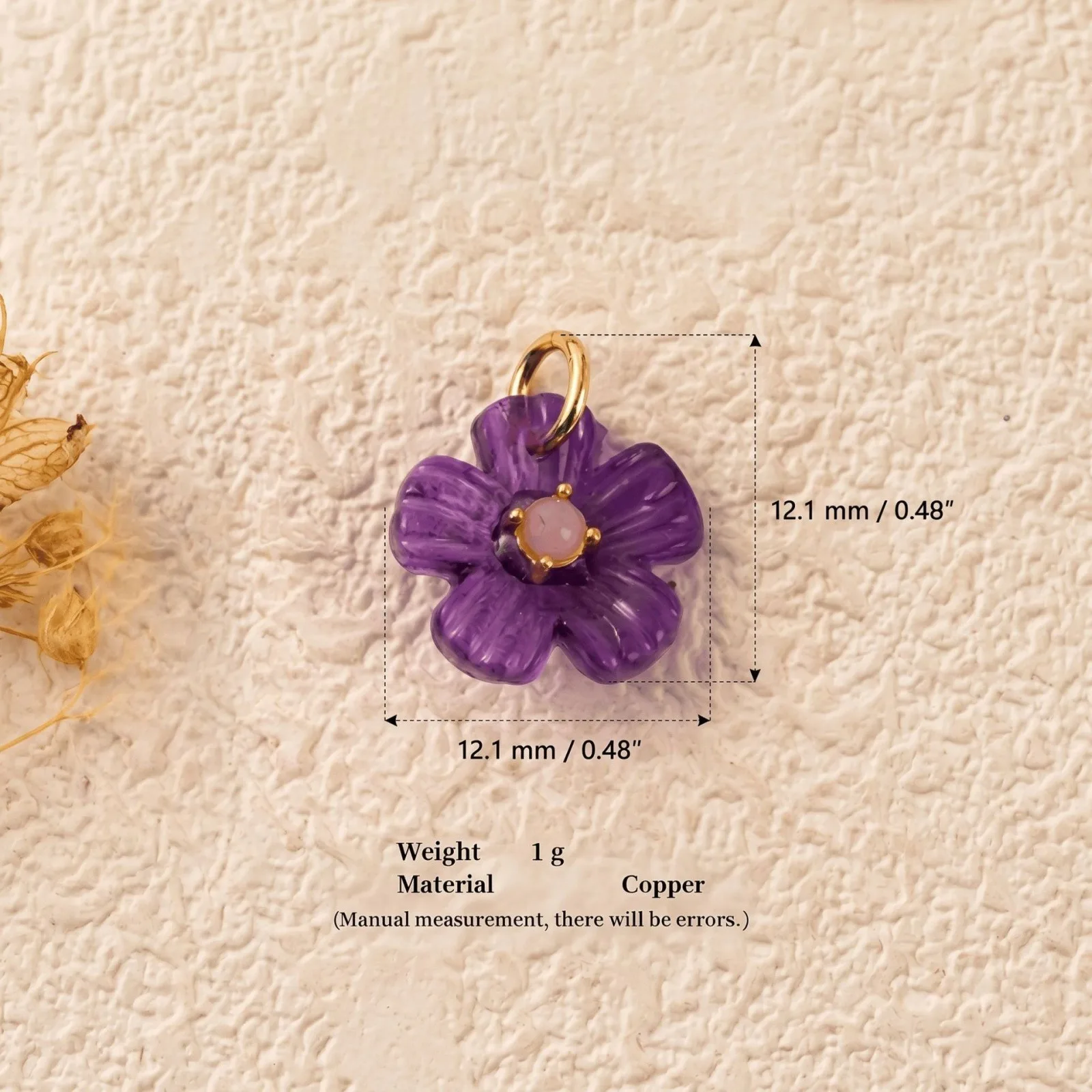 1 Stück Harz-Mehrfarben-Blumenanhänger, 18K vergoldeter Zirkonia-Messinganhänger für DIY-Halsketten- und Ohrringzubehör, Großhandel – Detail 7