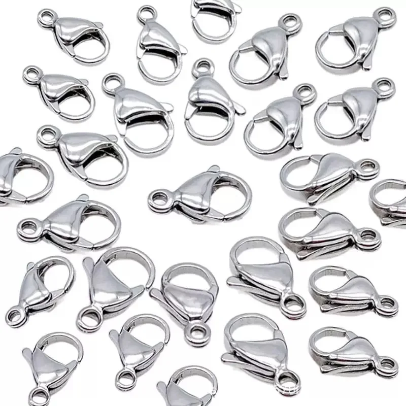 Steel/Silver Plated Copper Lobster Clasp Bracelet Links, 10pcs