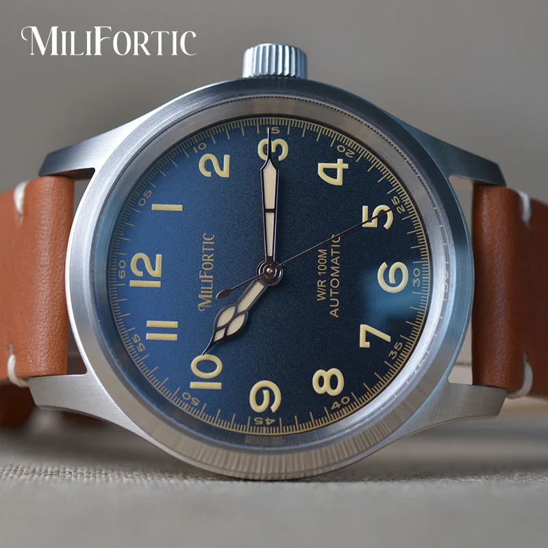 Milifortic 39 مللي متر ساعة ميدانية رجل M059 الياقوت الكريستال الفولاذ المقاوم للصدأ الكاكي ميرفي تحية NH38 ساعات المعصم الميكانيكية التلقائية #1