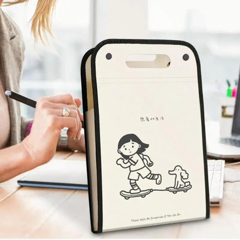 Accordion Document Organizer Expanding Accordion 13 Pockets File Folder Labels Attached Document Carry Bag With Handle For