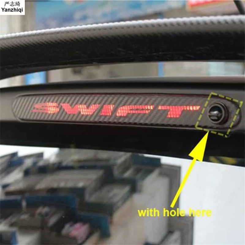 1PC Carbon Fiber Car Stickers Of High Mounted Stop Lamp High Brake Lights For Suzuki Swift