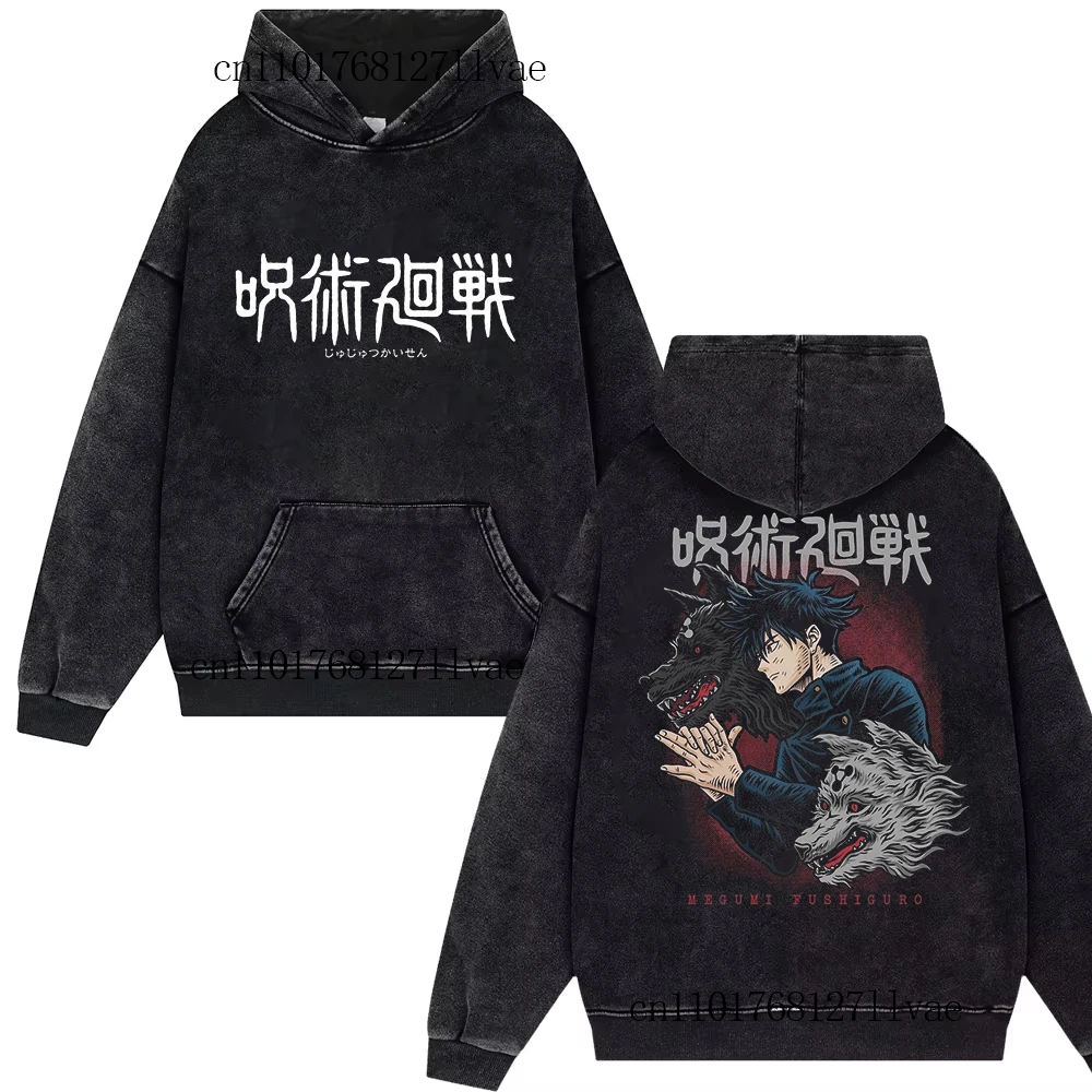 

Jujutsu Kaisen Vintage Gojo Satoru Washe Hoodies Harajuku Streetwear Oversize Hip Hop Men Women Pullover Unisex Coat Top Megumi‌