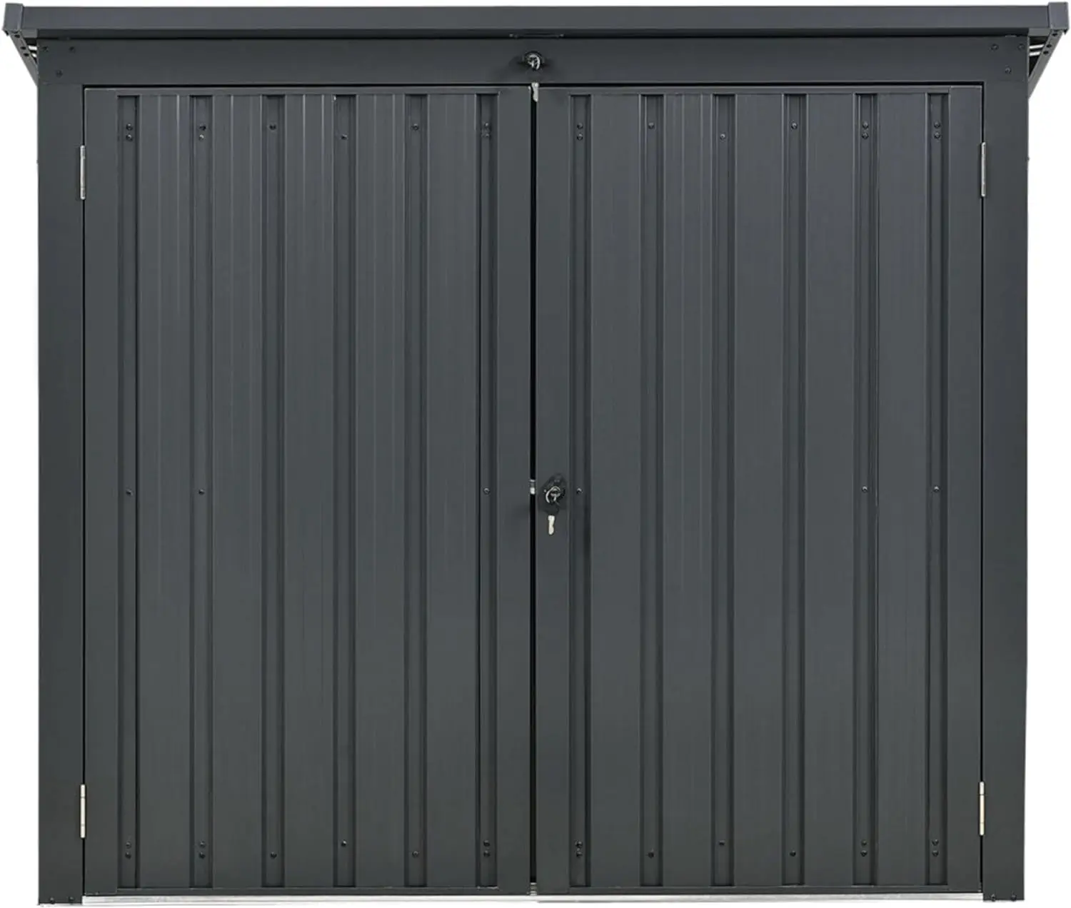 

Hanover Outdoor Storage Shed for Trash and Recyclables, Pent Roof, Galvanized Steel, 2-Point Locking System,