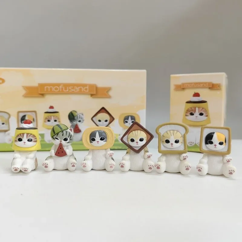 6Pcs Mofuseands Cat Dolls Toast Pandas Cat Cos Cross-Dressing Action Figure Model Toys Home Exhibit Ornaments Birthday Xmas Gift