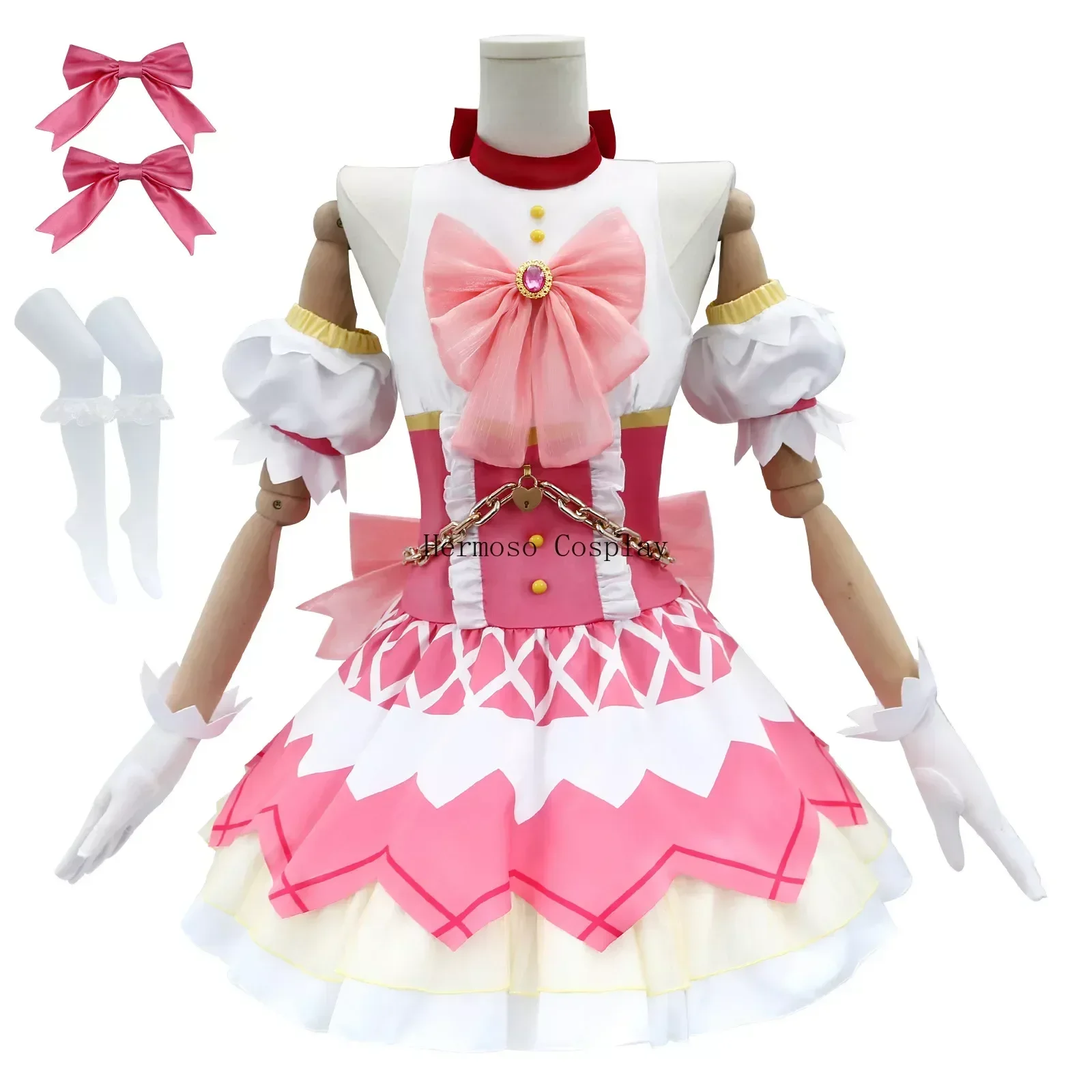 Madoka Kaname Cosplay Costume Dress Wig Hairpins Anime Puella Magi Madoka Magica Movie Stockings Magical Girls Ultimate Madoka