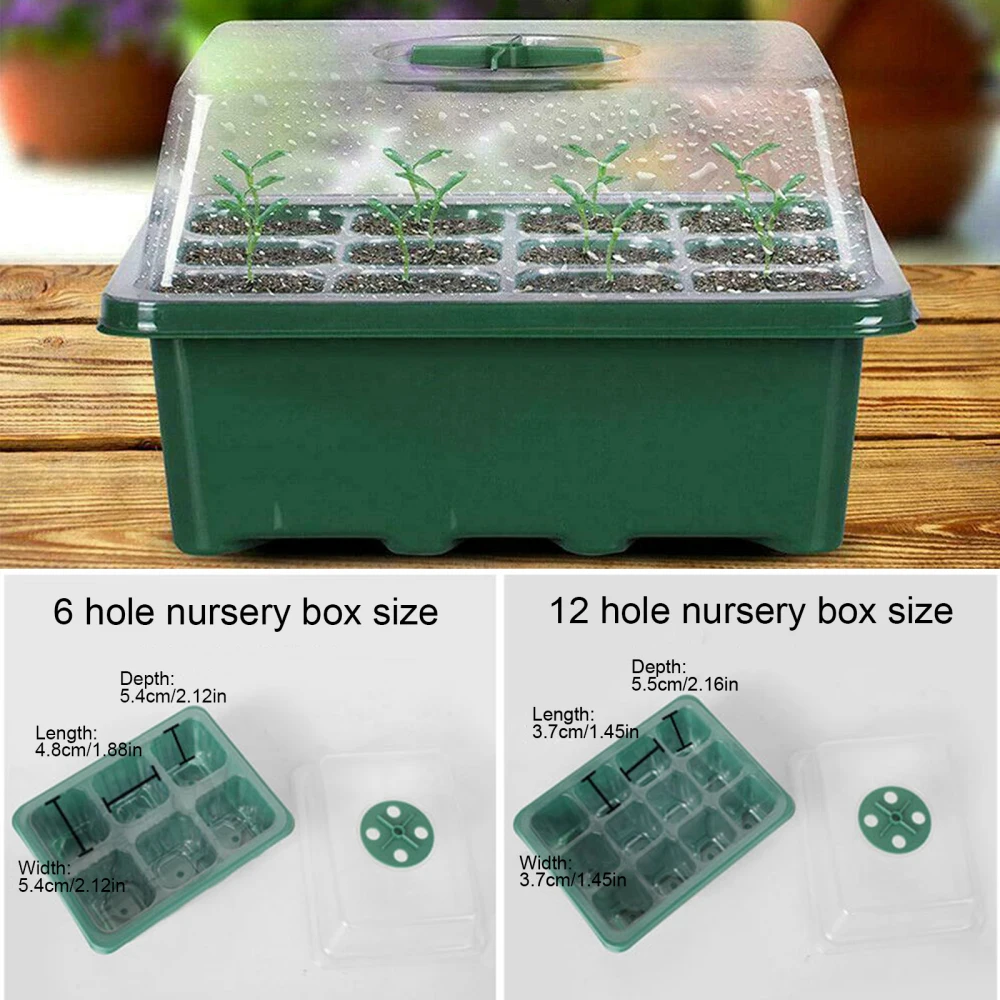 Greenhouse Grow Trays 12 Humidity Adjustable Plant Starting Kit with Dome and Base Mini Propagator for Seeds Growing