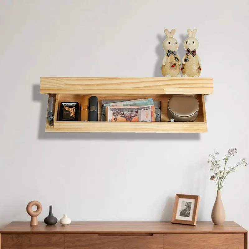 Solid Color Designer Shelf With Secret Compartment Concealed Floating Shelf Wall-Mounted Storage Solution Hidden Furniture