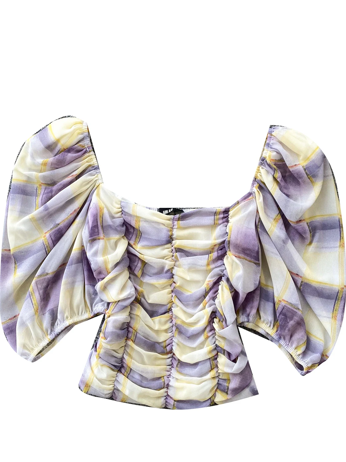 

Retro oulder Bubble Sve Women's irt Summer Folded ort Ele Street Sle Small Size Hot Girl Faionable Top