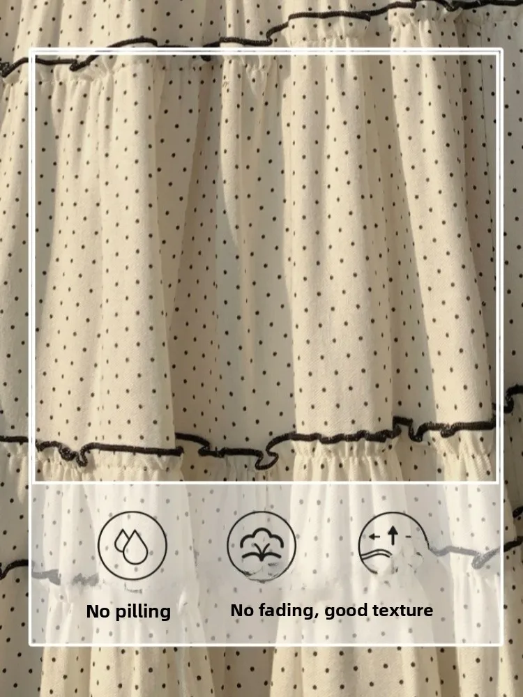 ارتفاع الخصر ألف خط f تنورة البولكا نقطة كعكة Sle الفتيات ربيع الخريف الشتاء النسخة الكورية الأزهار الدانتيل الربط تنورة