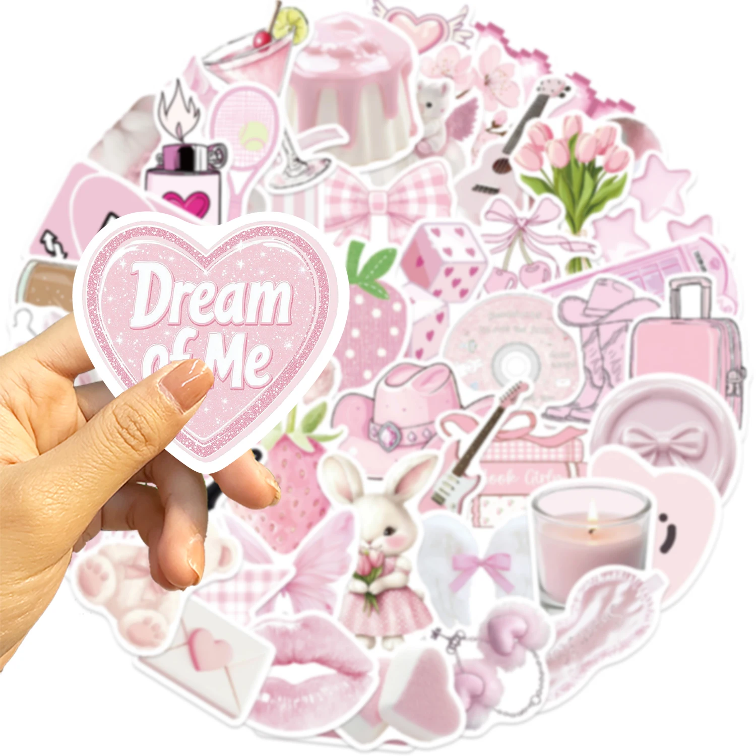 50 قطع الوردي الكرتون الكتابة على الجدران جماليات ملصق الكمبيوتر المحمول دراجة الغيتار سكيت ملصق DIY الكتابة على الجدران ملصقات للماء