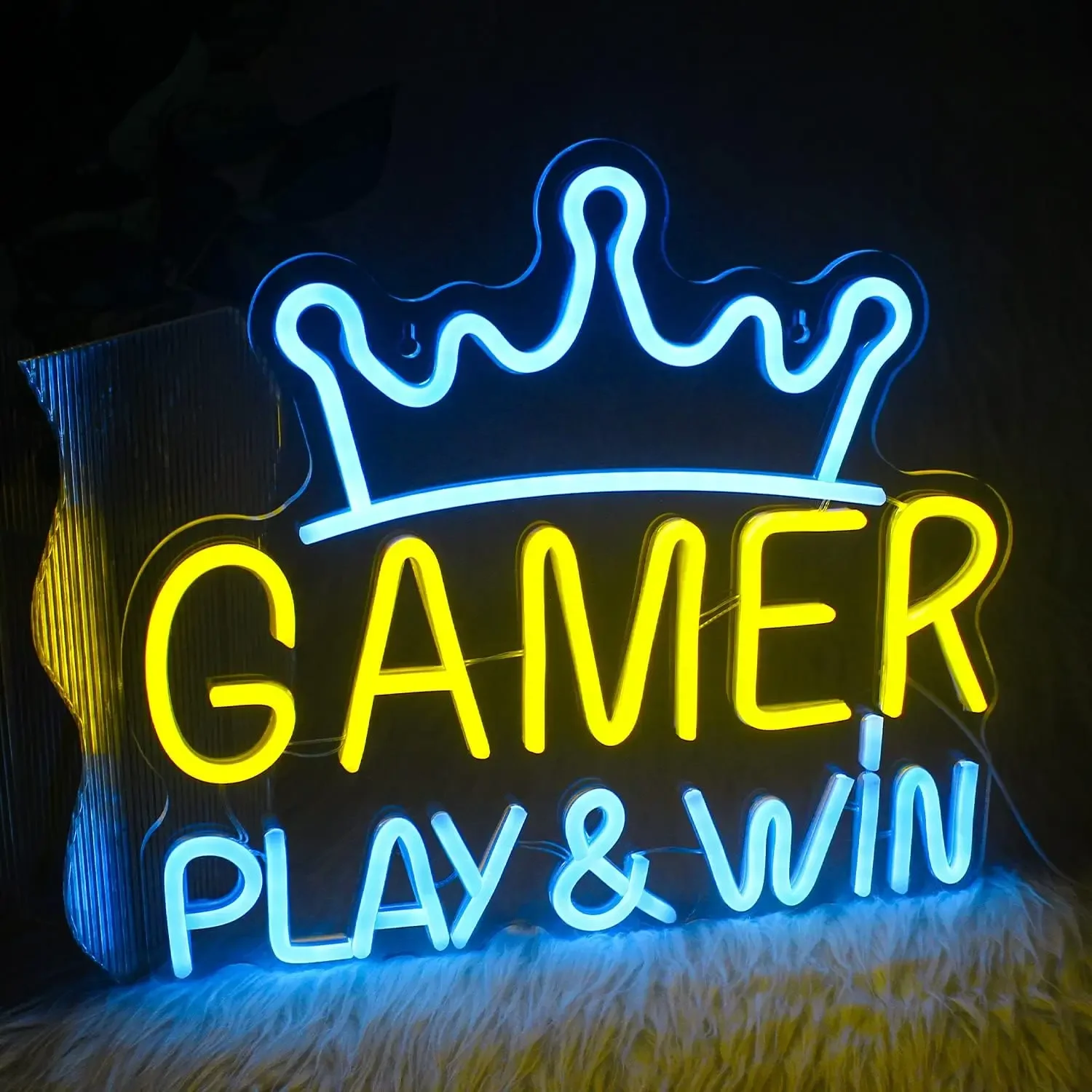 

Неоновая вывеска LED «Играй и побеждай» с регулируемой яркостью для игровой комнаты, спальни мальчика, декора стены для стриминга, подарок на день рождения мальчику