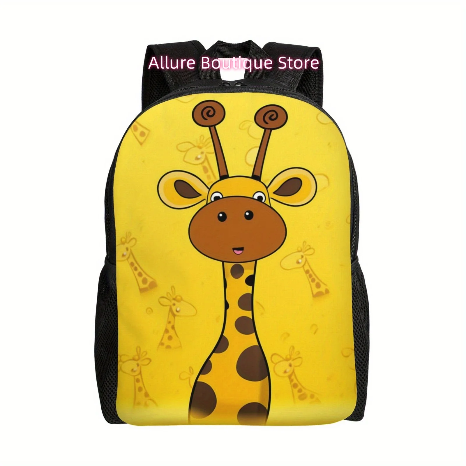 Large Capacity Giraffe Cartoon Backpack - Lightweight Polyester Travel and Laptop Bag for Men and Women, Ideal for College, Hiki