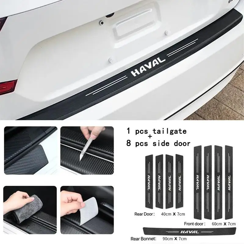 Carbon Fiber Car Rear Bumper Guard Sticker for Haval H6 H9 Dargo Jolion, Trunk Sill Anti-scratch Protector Decal Accessory