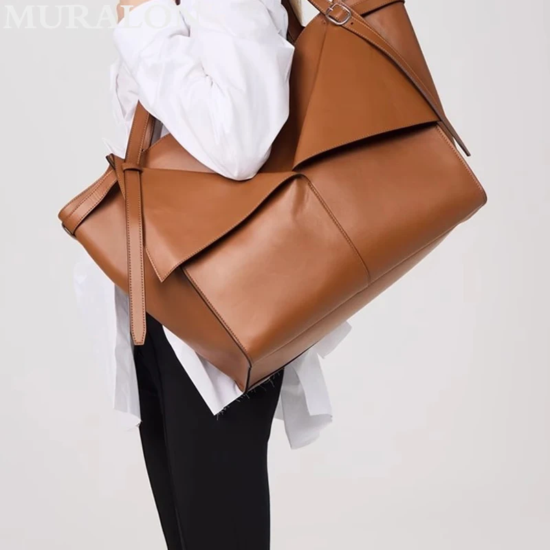 

2024 Niche Large Capacity Tote Bag Simple Fashion Street Shopping Bucket Bag Folded Shape Design Single Shoulder Crossbody Bags