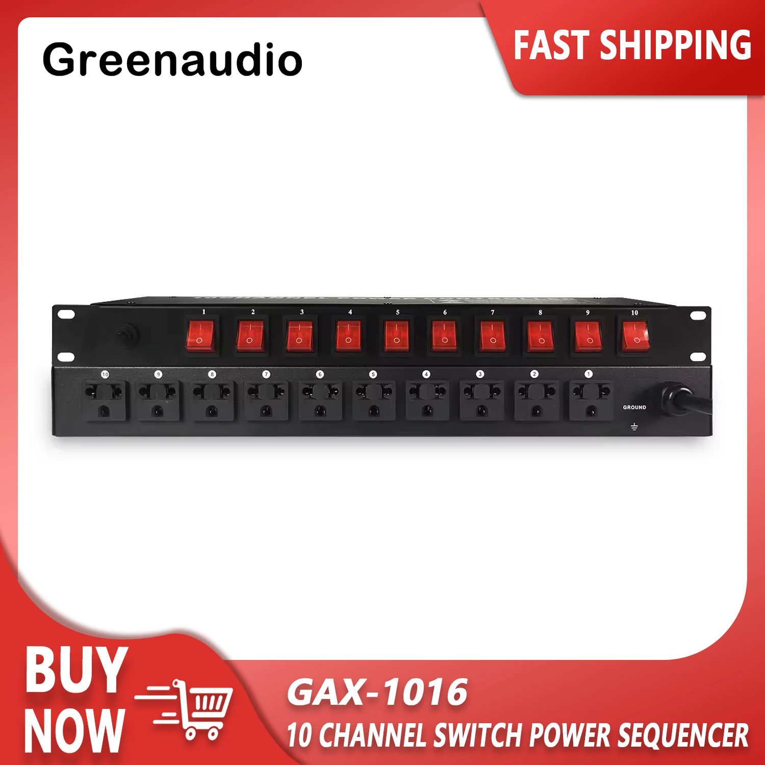 GAX-1016 Professional 10 Channel High Power Equipment Power Supply Controller Independent Air Switch Power Sequencer