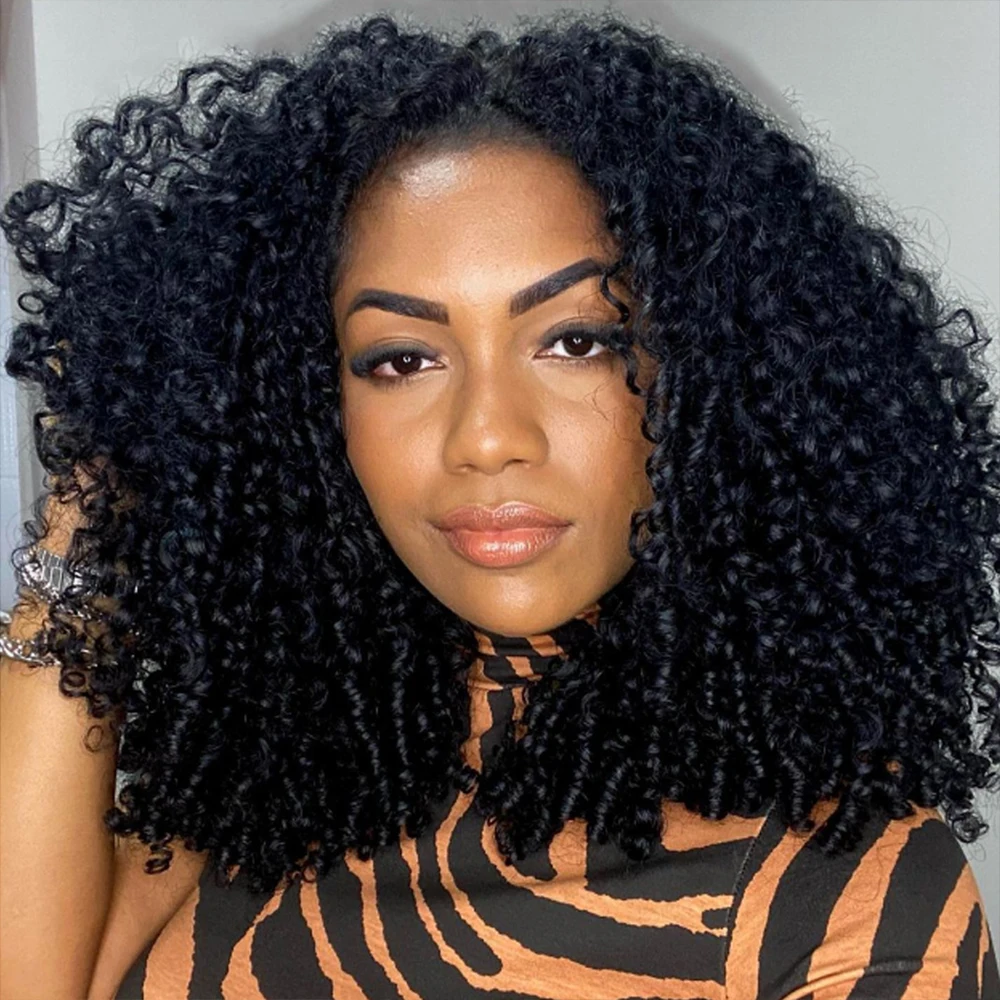 البورمية بيكسي نطاط مجعد حزم مع إغلاق أمامي البرازيلي شعر بشري لعذراء نسج تمديد 3/4 حزم صفقة لحمة مزدوجة #2