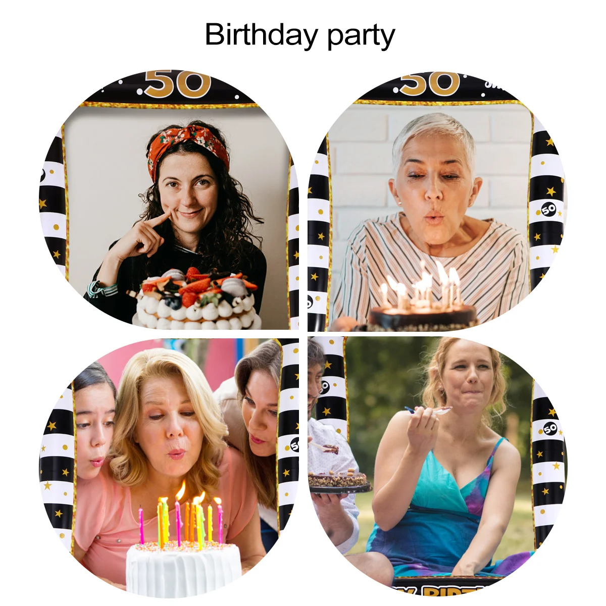 

1Pcs Inflatable Party Prop Birthday Photo Frame Festive Atmosphere Age 50 Birthday Photo Frame