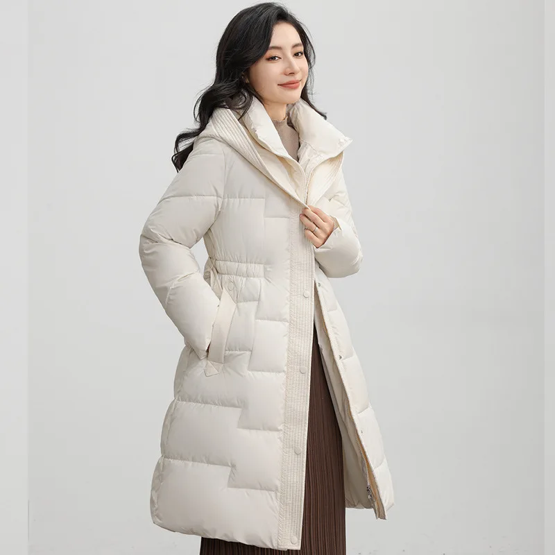 2023 neue Taille-cinching Mid-länge Verdicken Weibliche Baumwolle Gefütterte Parkas Frauen Winter Mantel Jacke Warme Unten Baumwolle parkasOvercoat