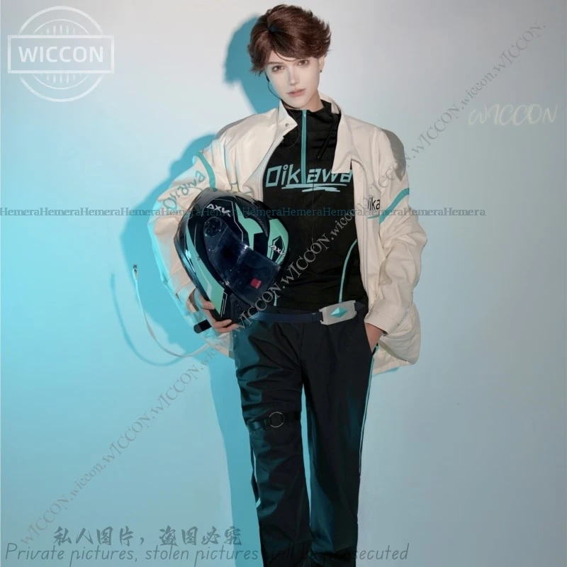 Tooru Oikawa Motorcycle Racing Suit Cosplay Costume Wig Halloween Party Haikyou Fanart Comic-Con Fancy Disguise Tooru Oikawa