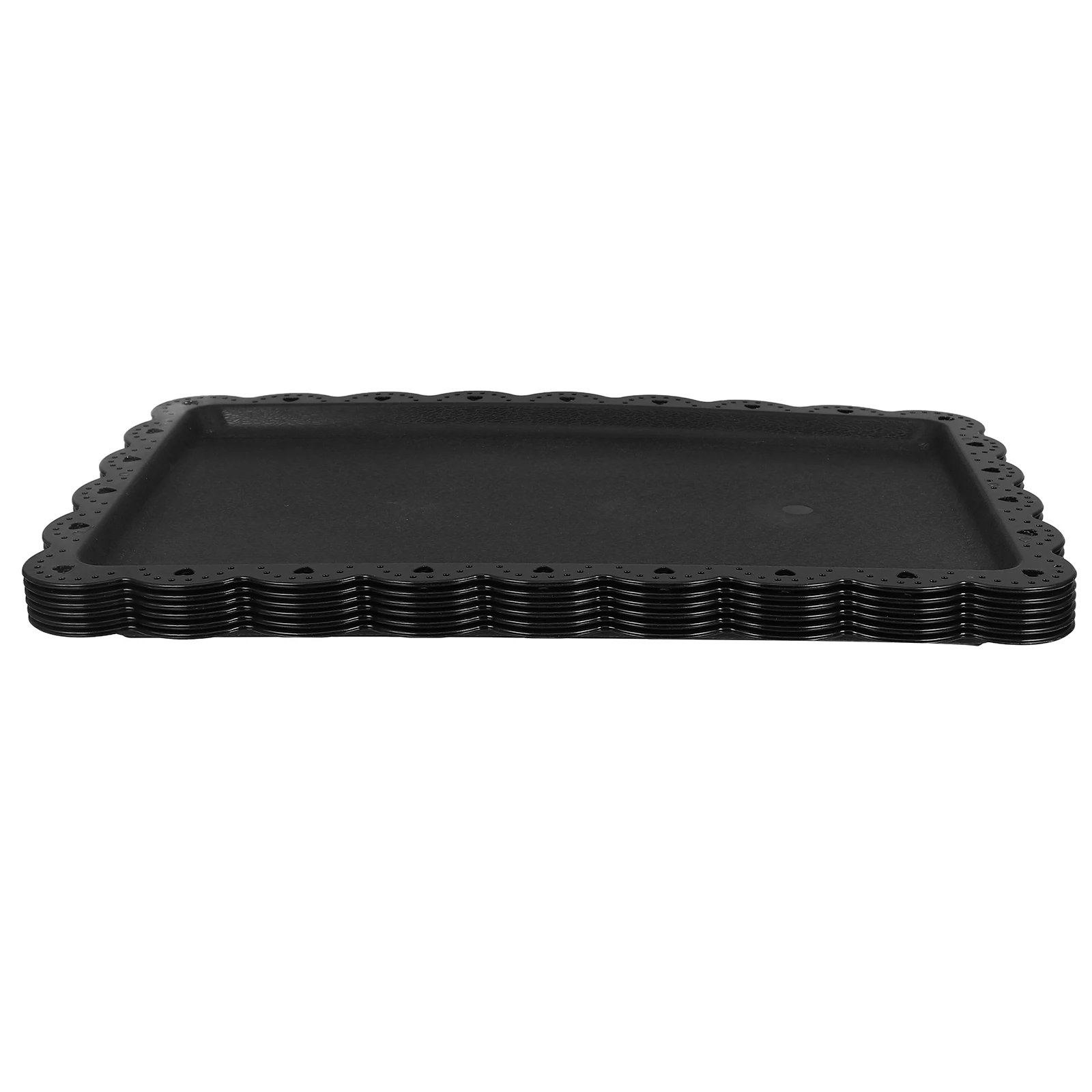 

6 Pcs Black PP Decorative Trays Rectangular Food Serving Party Platters Reusable Plastic Tray Household Fruit Plate